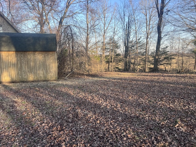 view of yard featuring an outdoor structure