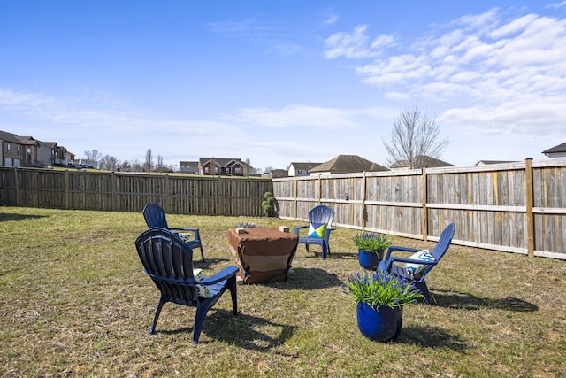 view of yard featuring a fenced backyard