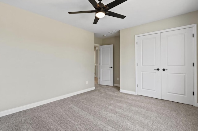 407 General John Payne Blvd, Georgetown, KY 40324 - unfurnished bedroom featuring carpet, a ceiling fan, baseboards, visible vents, and a closet