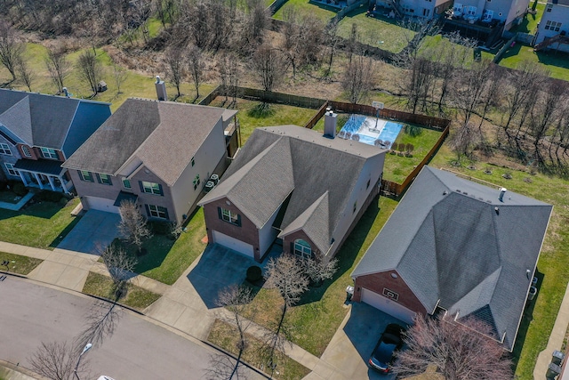 bird's eye view with a residential view