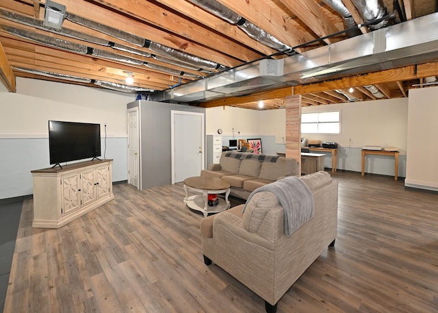 living area with wood finished floors