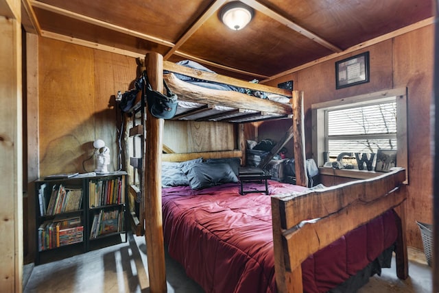 3860 Newfound Rd, Oneida, KY 40972 - bedroom with finished concrete flooring and wooden walls