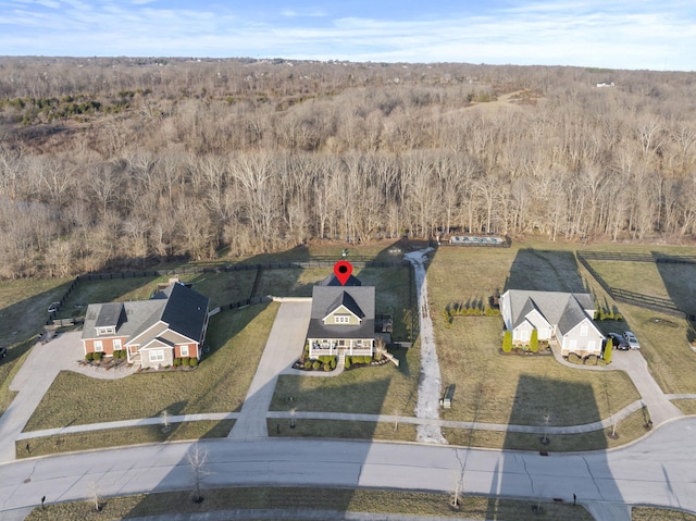 aerial view with a forest view