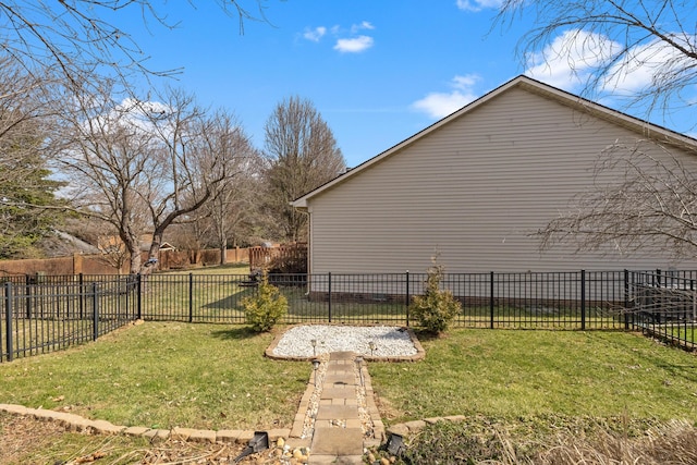 view of yard featuring a fenced backyard