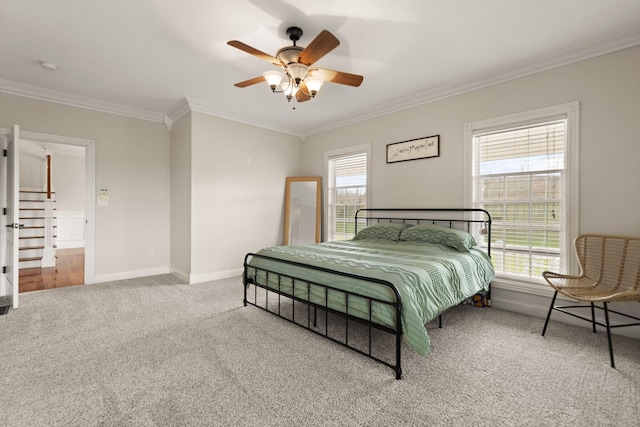 1841 Peter Cave Rd, Mckee, KY 40447 - bedroom with carpet, ornamental molding, baseboards, and a ceiling fan
