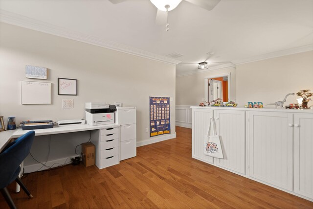1841 Peter Cave Rd, Mckee, KY 40447 - office featuring crown molding, light wood finished floors, and ceiling fan