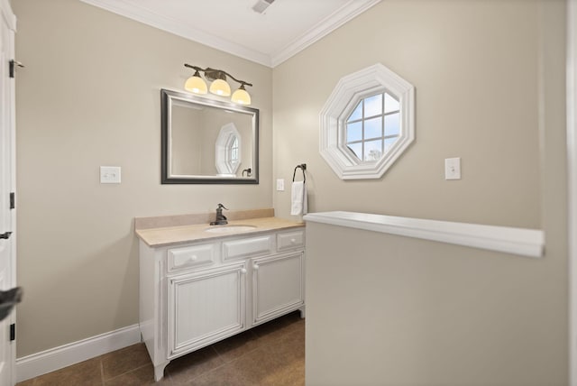 1841 Peter Cave Rd, Mckee, KY 40447 - bathroom with ornamental molding, vanity, tile patterned floors, and baseboards