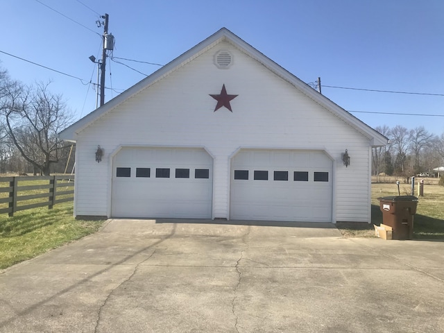 detached garage with fence