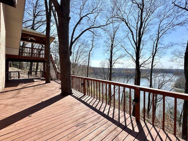 3101 Simpson Dr, Somerset, KY 42503 - wooden terrace with stairway and a water view