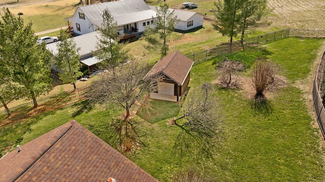 aerial view featuring a rural view