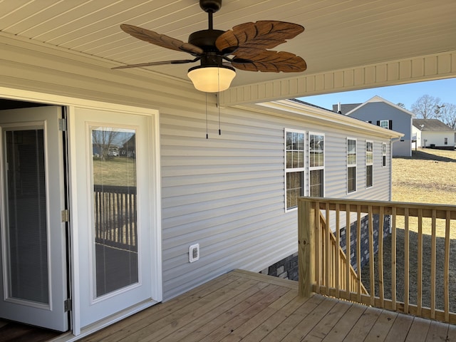 deck featuring ceiling fan