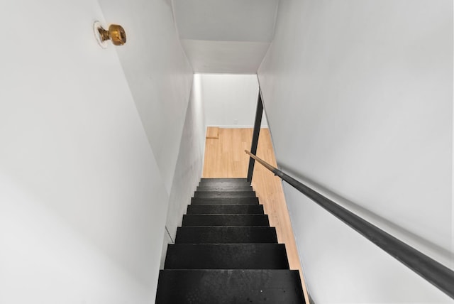 staircase with wood finished floors