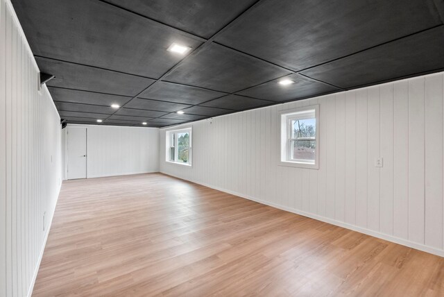 basement with light wood finished floors