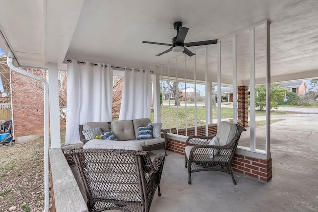 view of patio / terrace with outdoor lounge area and a ceiling fan