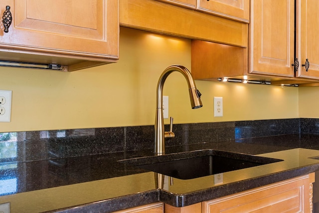 details featuring dark countertops and a sink