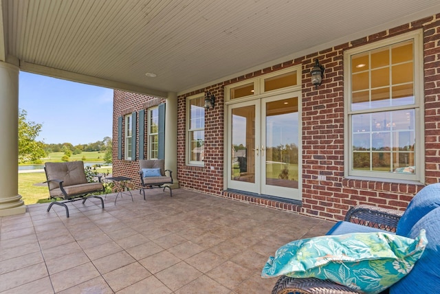 view of patio featuring french doors