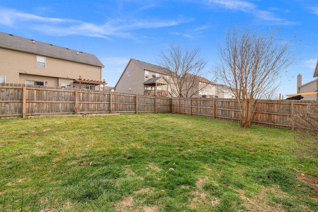 view of yard featuring a fenced backyard