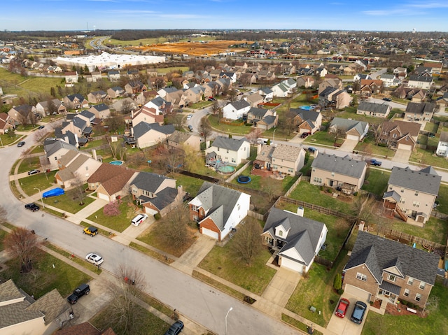 birds eye view of property with a residential view