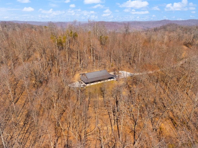 drone / aerial view with a forest view