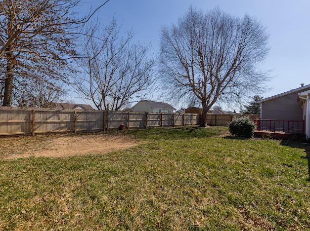 view of yard featuring a fenced backyard