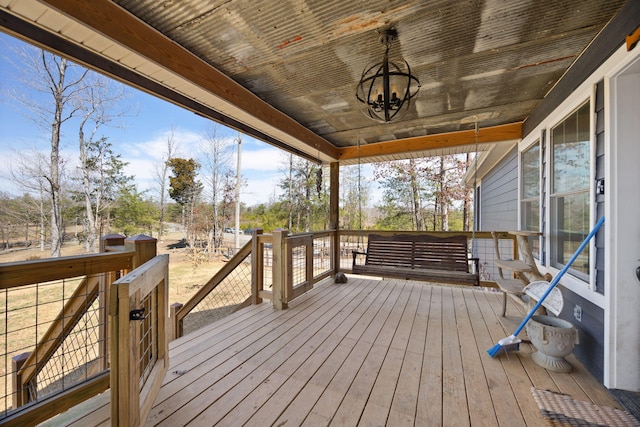 wooden deck with ceiling fan