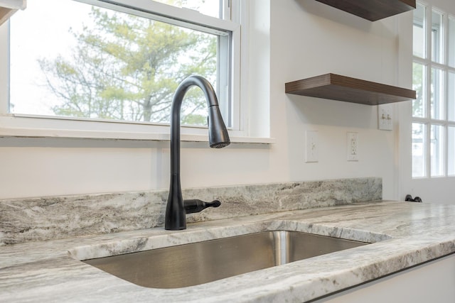 room details with open shelves and a sink