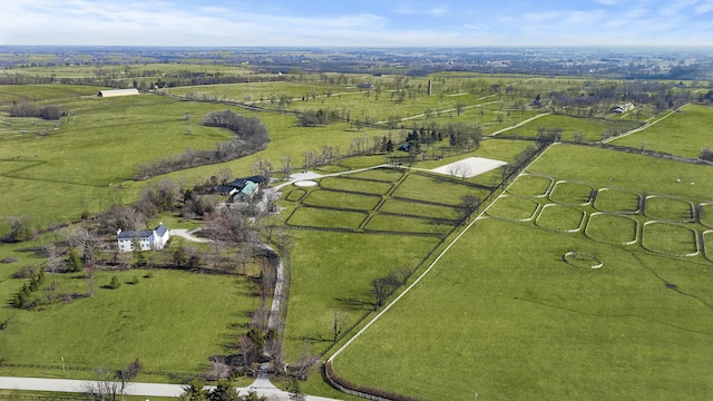 birds eye view of property with a rural view