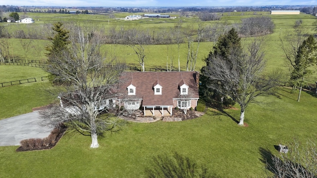 drone / aerial view featuring a rural view