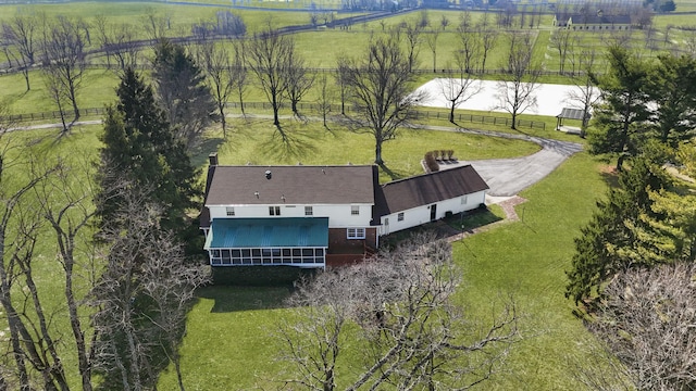 drone / aerial view featuring a rural view