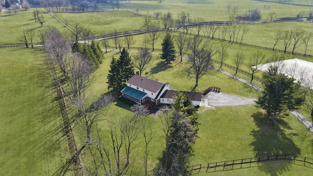 aerial view with a rural view