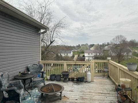 110 Silvercreek Dr, Danville, KY 40422 - wooden deck with a fire pit