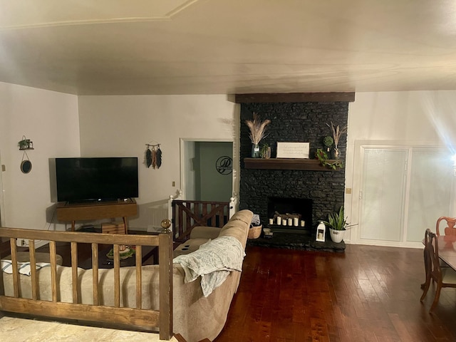 110 Silvercreek Dr, Danville, KY 40422 - living area with wood-type flooring and a stone fireplace