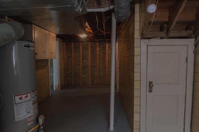 unfinished below grade area with water heater