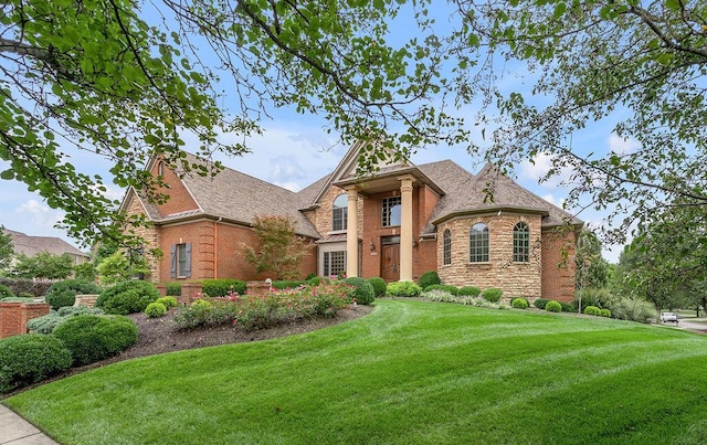 2208 Terranova Ct, Lexington, KY 40513 - view of front of property featuring a front yard, brick siding, stone siding, and roof with shingles
