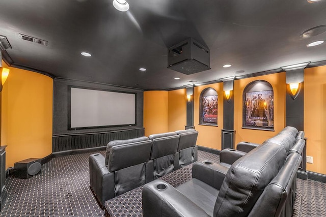 2208 Terranova Ct, Lexington, KY 40513 - carpeted home theater with recessed lighting, baseboards, and crown molding