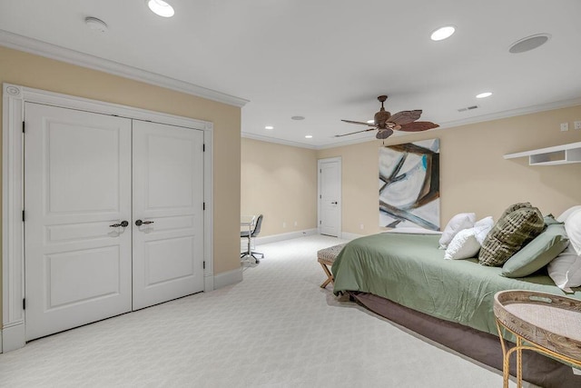 2208 Terranova Ct, Lexington, KY 40513 - carpeted bedroom with visible vents, recessed lighting, baseboards, and ornamental molding