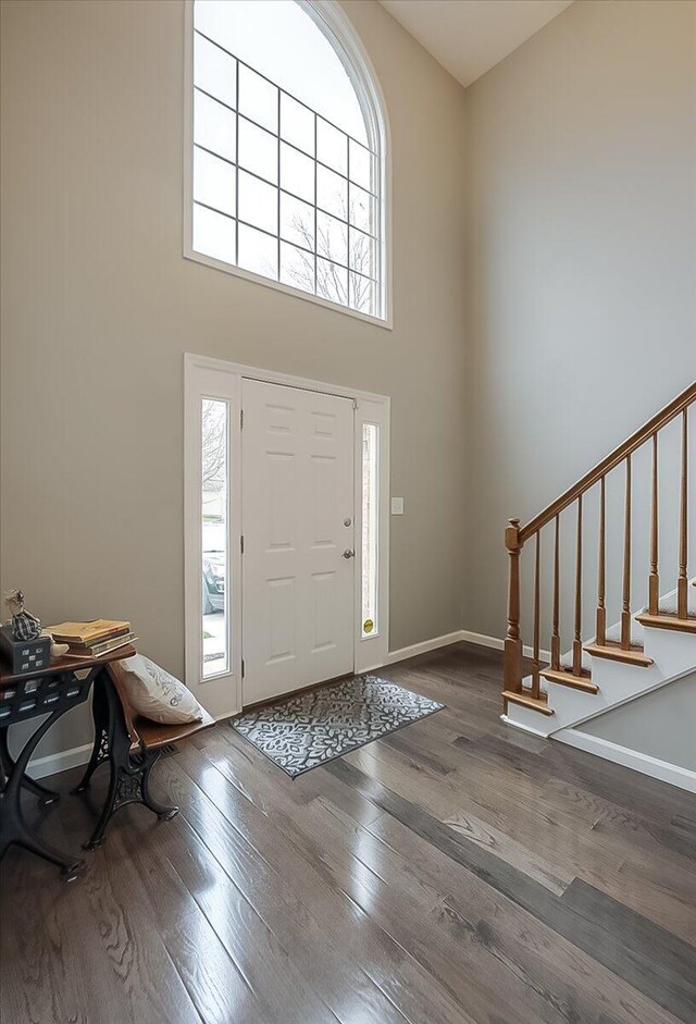 424 Amberley Dr, Lexington, KY 40515 - foyer entrance with hardwood / wood-style floors, stairs, a high ceiling, and plenty of natural light