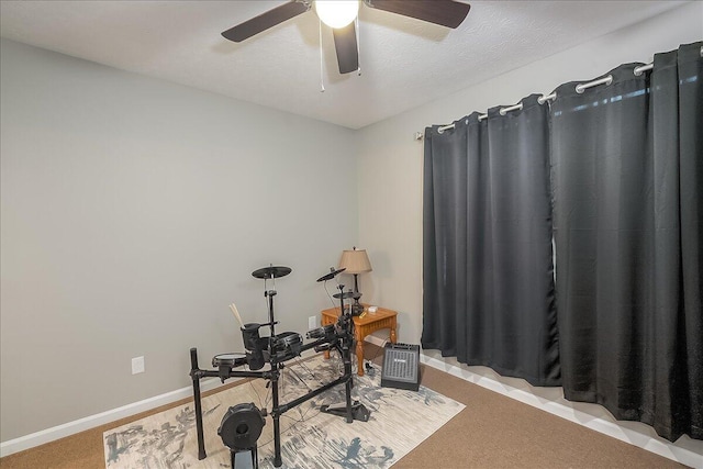424 Amberley Dr, Lexington, KY 40515 - office with baseboards, a textured ceiling, and a ceiling fan