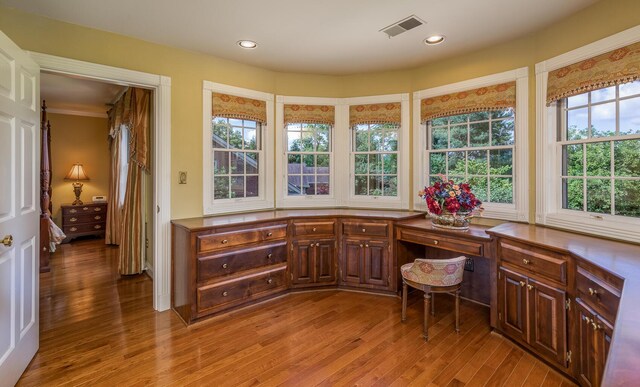 870 Mcmeekin Pl, Lexington, KY 40502 - home office featuring light wood-style flooring, recessed lighting, and built in study area