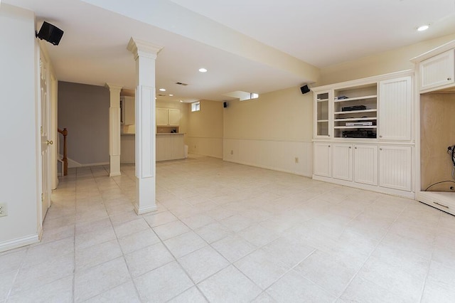 finished basement featuring recessed lighting