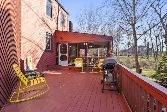 380 Harrodswood Rd, Frankfort, KY 40601 - wooden deck with a sunroom and grilling area