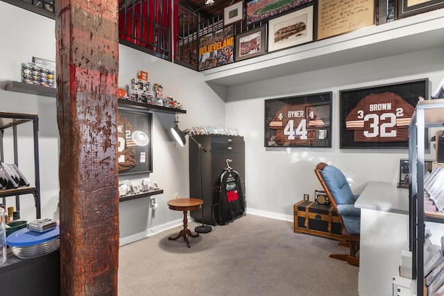office space with carpet and baseboards