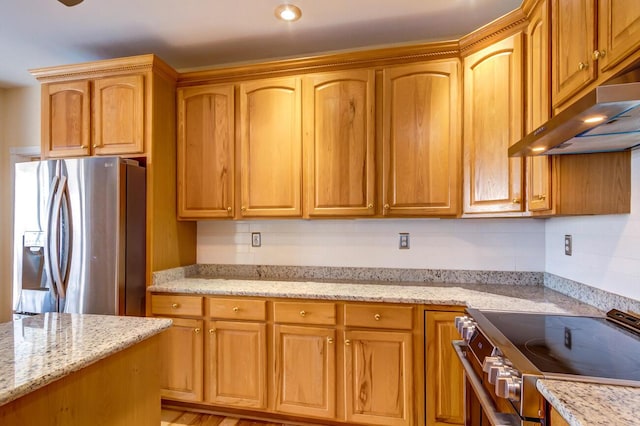 1794 Hunter Dr, Lancaster, KY 40444 - kitchen featuring stainless steel appliances, light stone countertops, and under cabinet range hood