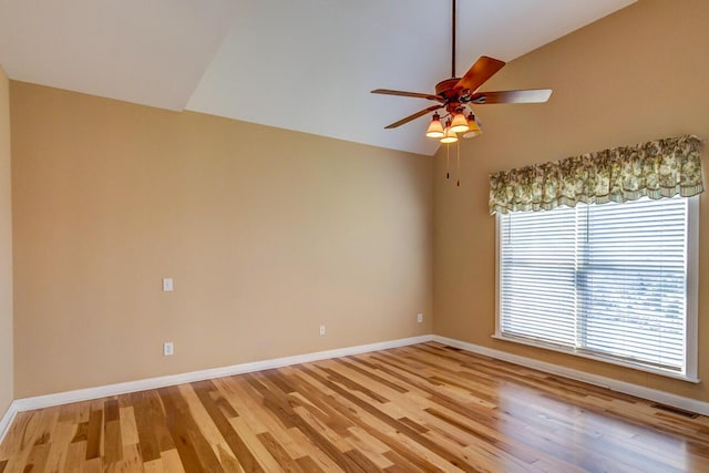 1794 Hunter Dr, Lancaster, KY 40444 - unfurnished room featuring a ceiling fan, light wood-type flooring, baseboards, and high vaulted ceiling