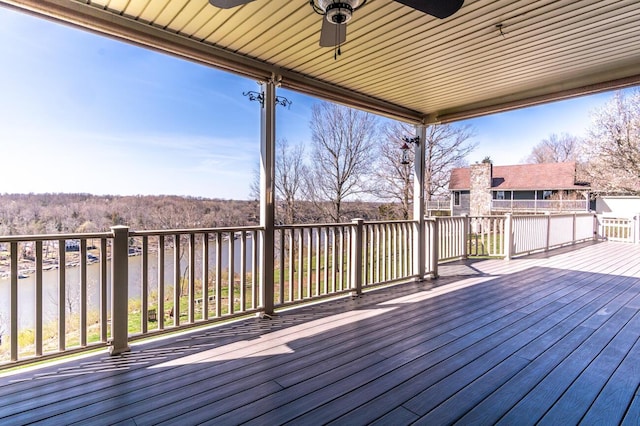 1794 Hunter Dr, Lancaster, KY 40444 - deck featuring a ceiling fan and a water view