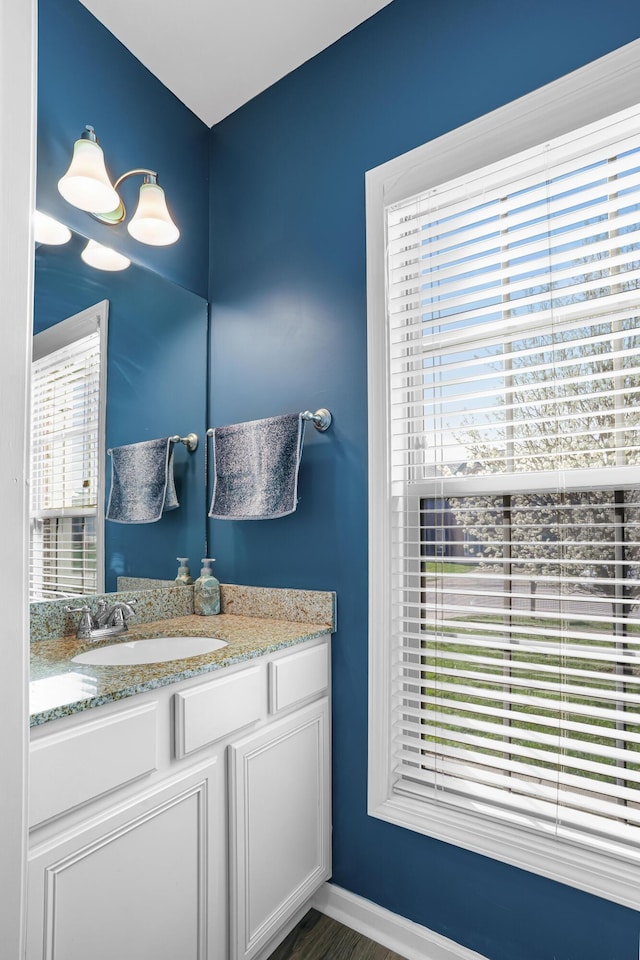 205 Hedgewood Ln, Richmond, KY 40475 - bathroom featuring baseboards, vanity, and a healthy amount of sunlight
