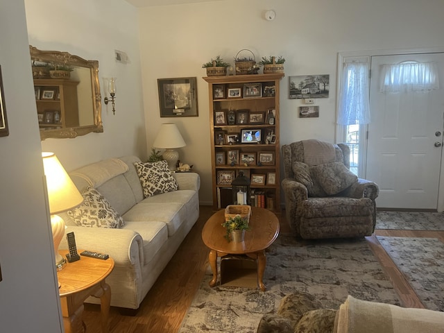 living area with wood finished floors