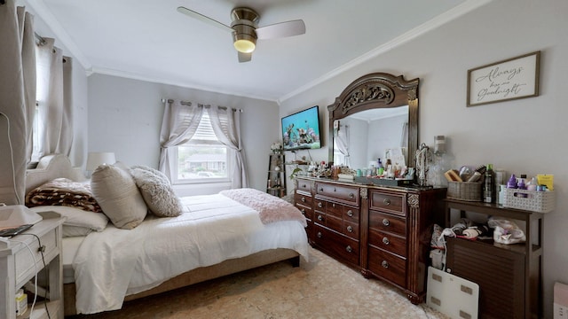 3485 Twillingate Ct, Lexington, KY 40503 - bedroom with crown molding, a ceiling fan, and light carpet