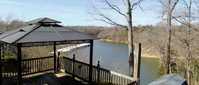 view of dock featuring a water view