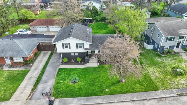 aerial view featuring a residential view